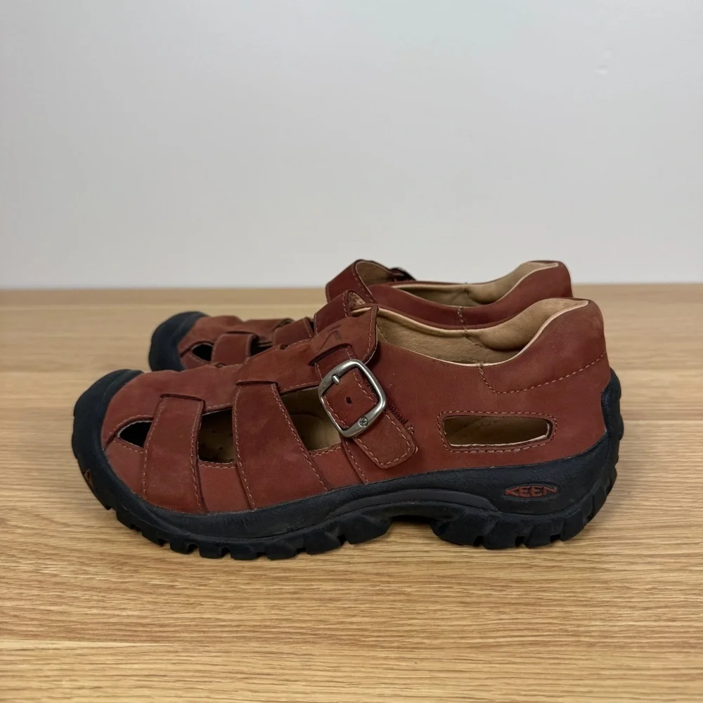 Keen Monterey Chestnut/ Rust Leather Fishing Hiking Sandals Women’s 6.5 EU 37 - Picture 3 of 8
